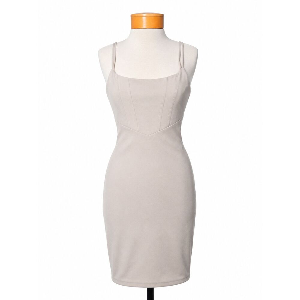 Derek Heart | Dresses | Nwt Derek Heart Nude Beige Corset Seam Ribbed Bodycon Midi Dress Casual Chic Xl